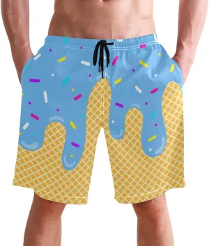 Men's Swim Trunks Quick Dry Swimming Shorts with Mesh Lining and Pocket Pink Christmas Santa Claus Swimsuit Trunks