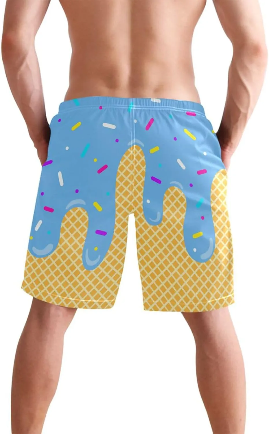 Men's Swim Trunks Quick Dry Swimming Shorts with Mesh Lining and Pocket Pink Christmas Santa Claus Swimsuit Trunks