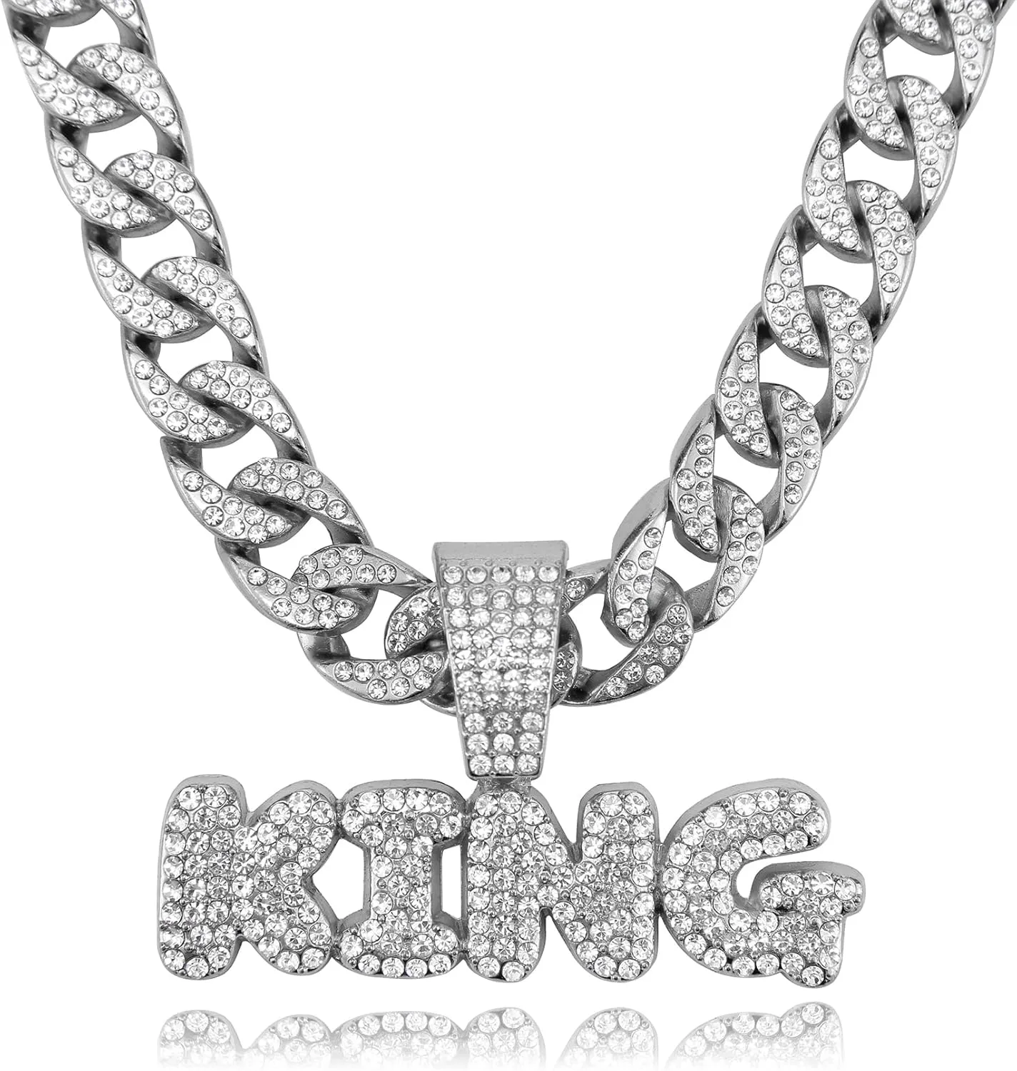 Miami Mens Cuban Link Chain Silver Gold Plated Bling Cuban Necklace Diamond Chain for Men 13MM iced out chain Hip Hop Jewelry??8.5/18/20/24 Inch Length-With metal gift box.
