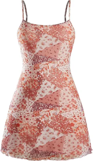 Milumia Women's Vintage 90s Mini Dress Lettuce Trim Mesh Short Dress
