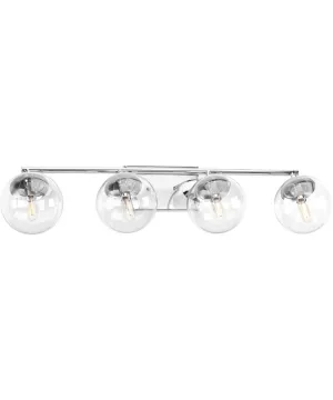 Mod 4-Light Clear Glass Mid-Century Modern Bath Vanity Light Polished Chrome