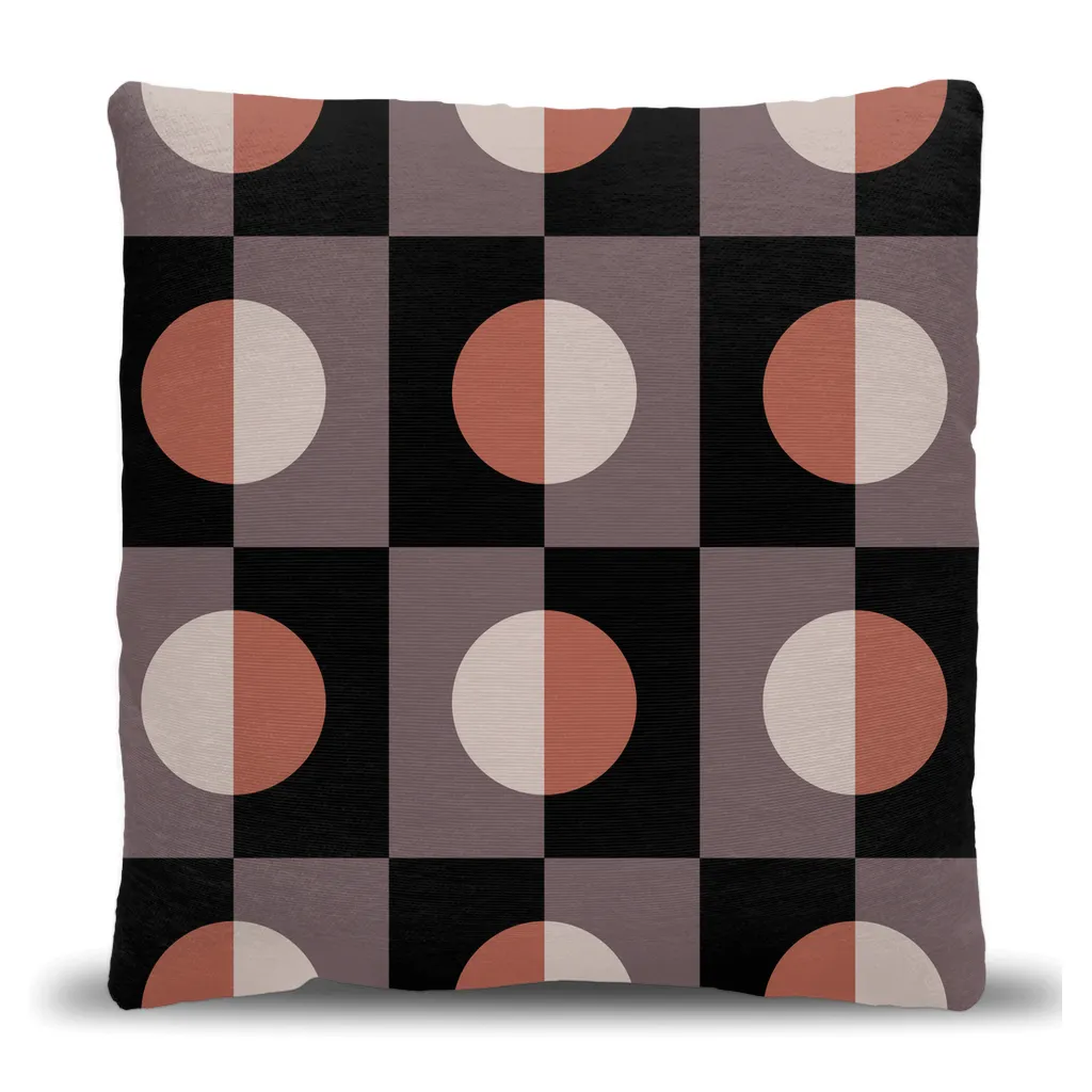 Modern Checkered Circle Woven Pillow