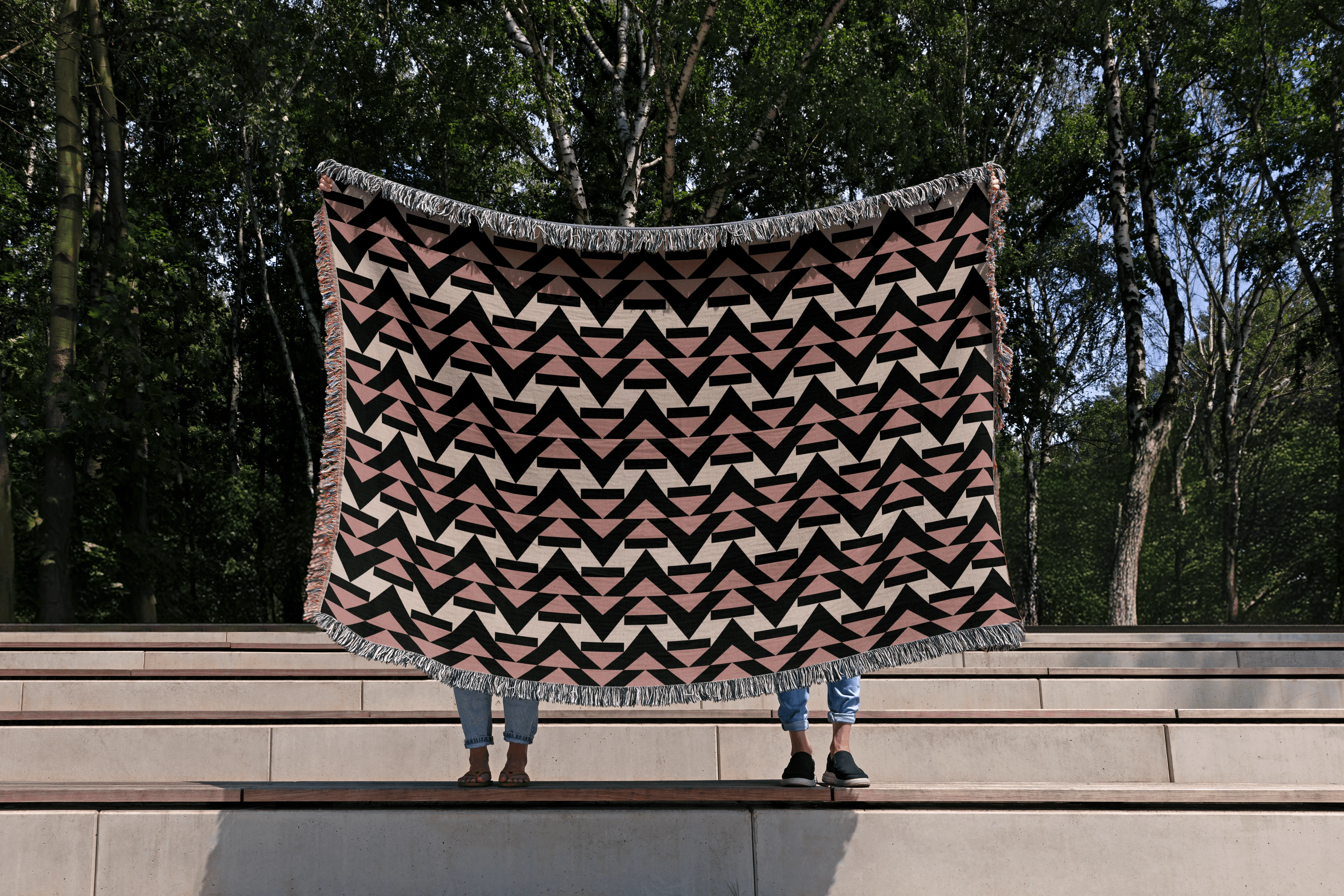 Modern Chevron Pattern Woven Throw Blanket