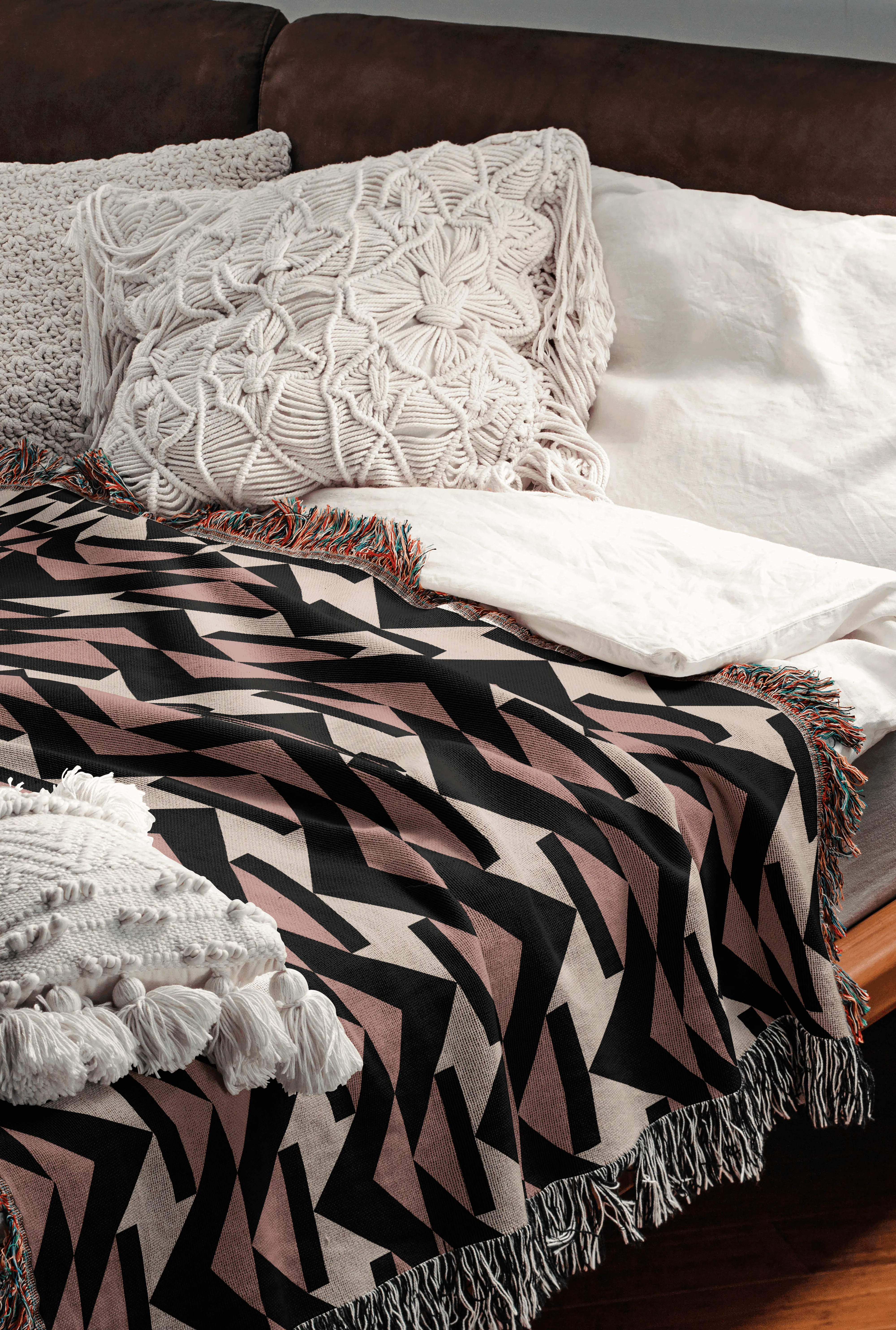Modern Chevron Pattern Woven Throw Blanket