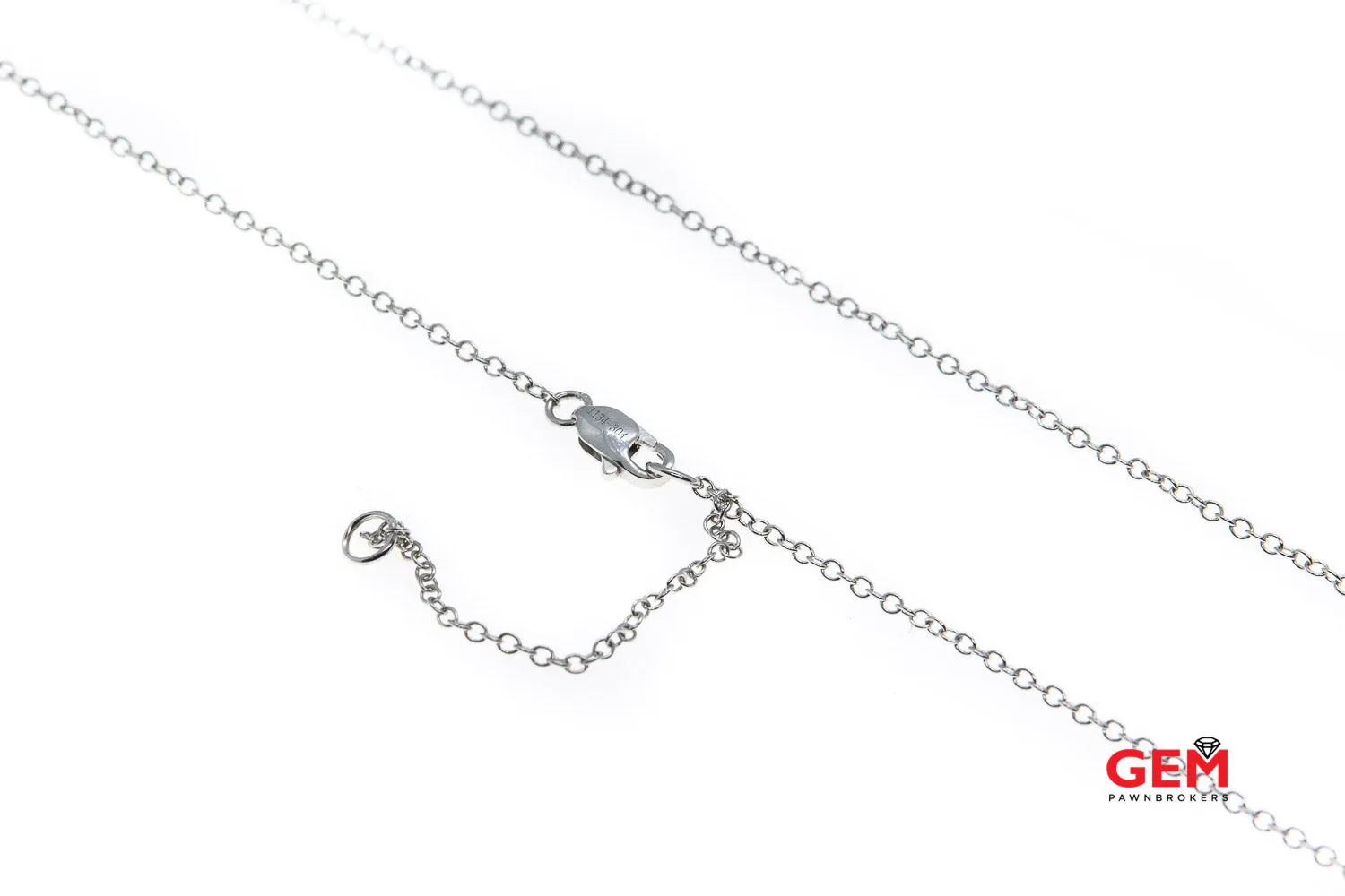 Natural Diamond Pave Arrow Head Drop 14K 585 White Gold 18.75" Necklace