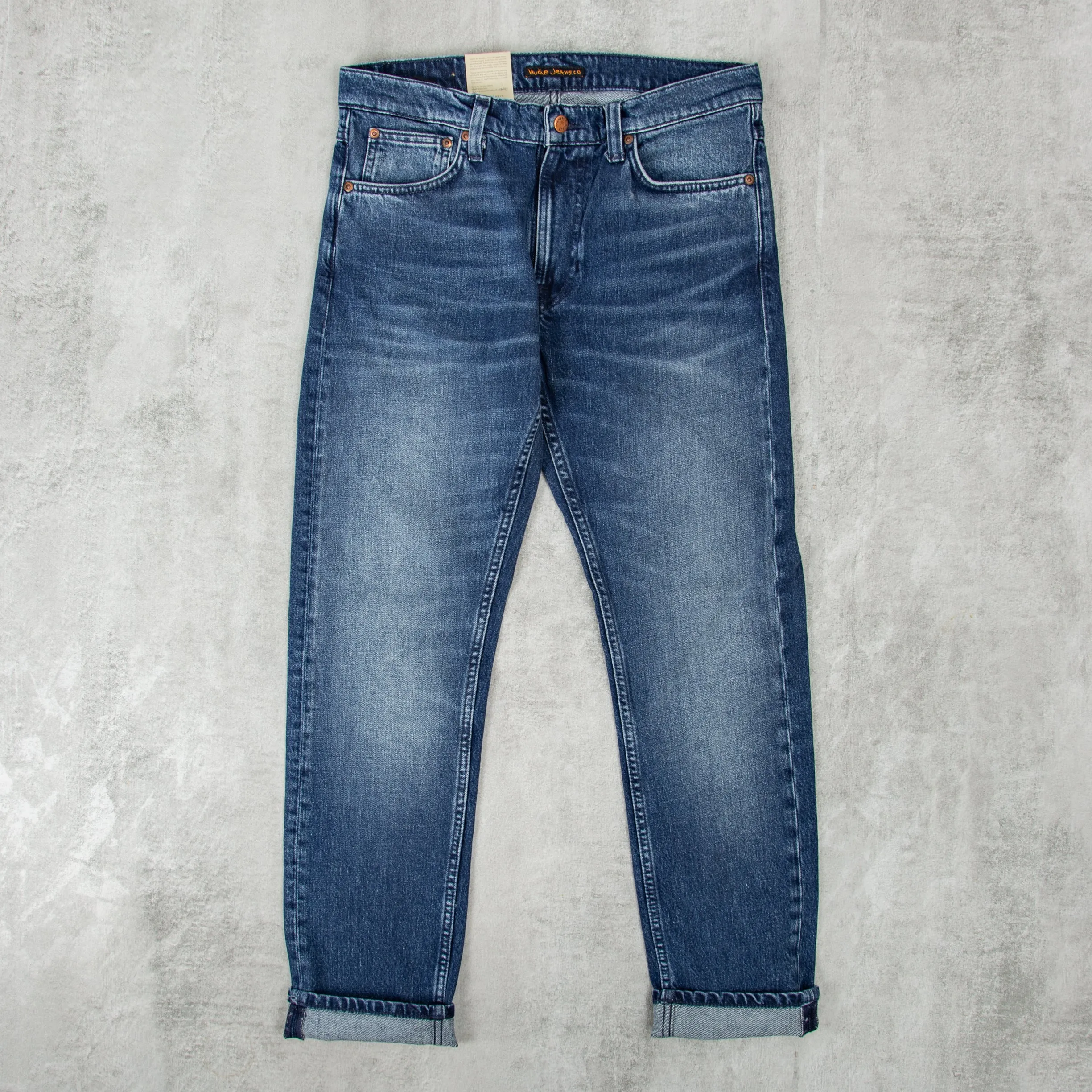 Stylish Nudie Lean Dean Jeans in Indigo Ink – Slim Fit Denim Trousers for Modern Casual Wear