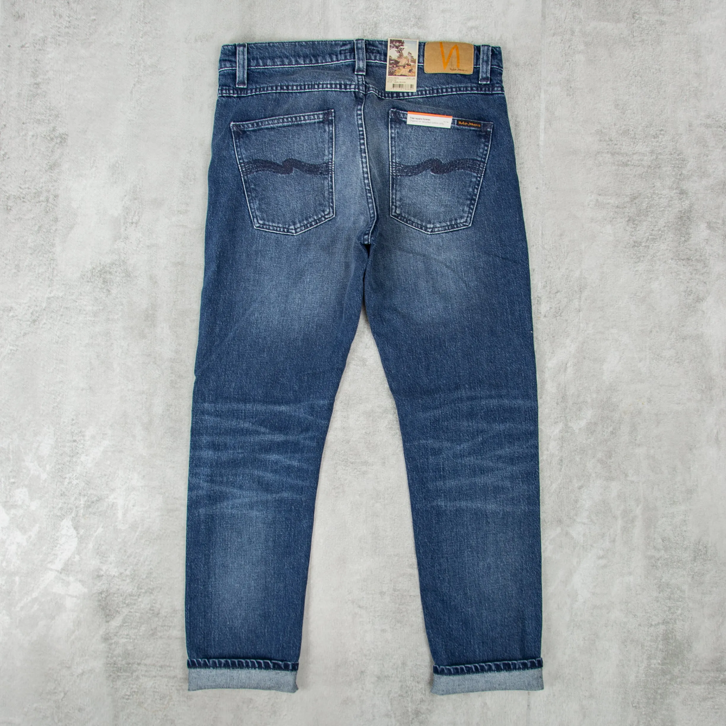 Stylish Nudie Lean Dean Jeans in Indigo Ink – Slim Fit Denim Trousers for Modern Casual Wear