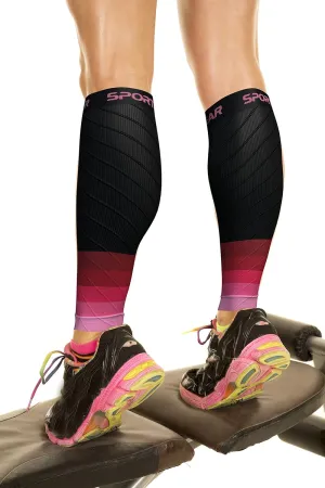 Physix Gear Calf Compression Sleeves - Compression Sleeves for Running, Provides Calf Support and Shin Splints Comfort, Black/Pink, S/M