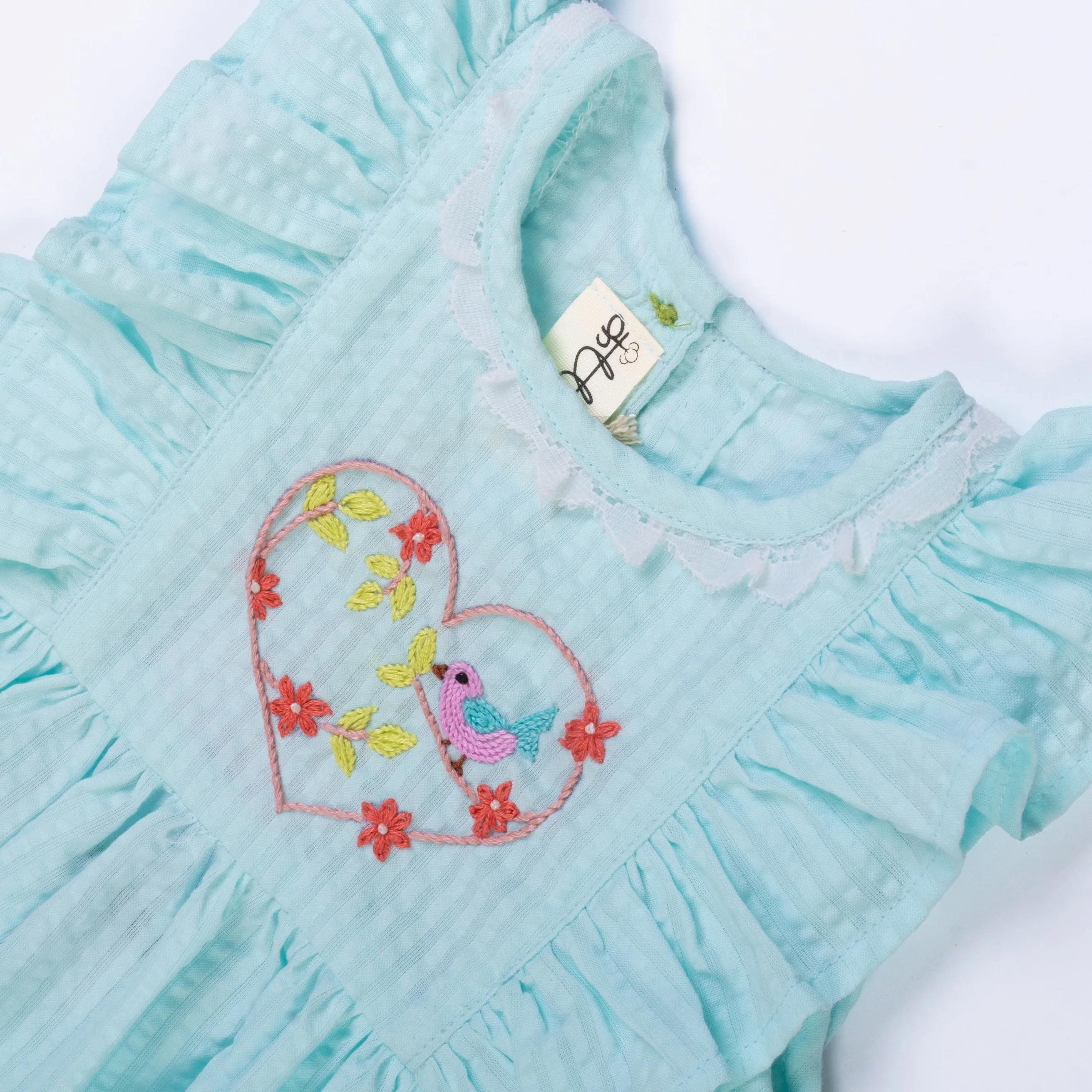 Powder Blue Heart Embroidered Dress