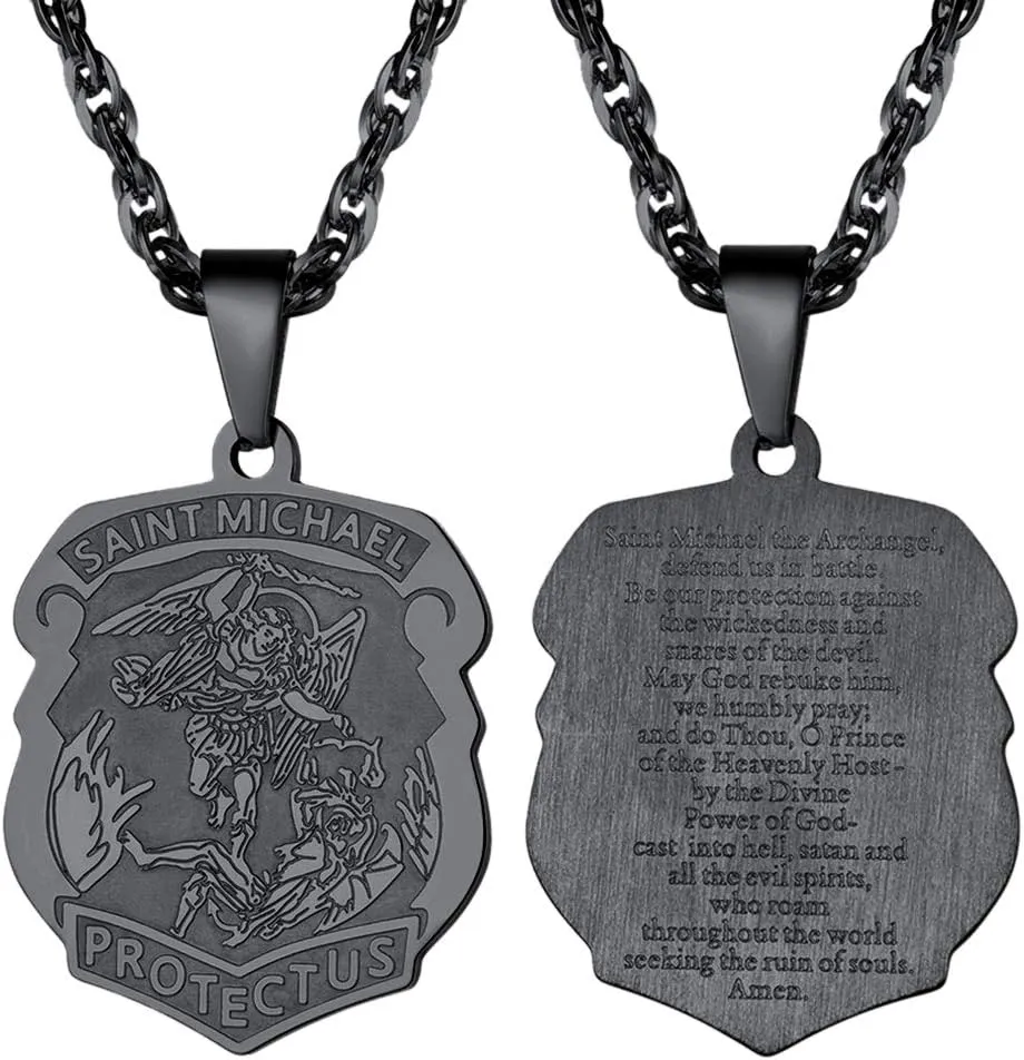 PROSTEEL Saint St Christopher/Benedict/Michael Medal Necklace for Men, 316L Stainless Steel Protection Necklace Catholic Jewelry, 22"-24" Adjustable, Come with Box