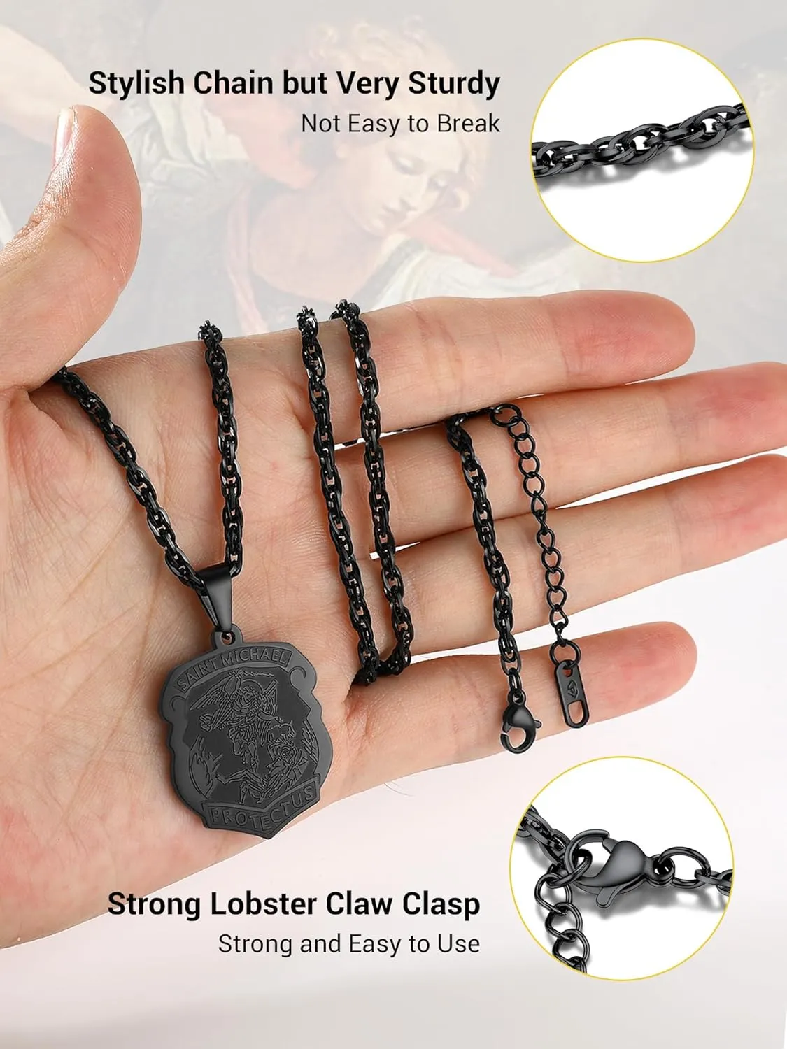 PROSTEEL Saint St Christopher/Benedict/Michael Medal Necklace for Men, 316L Stainless Steel Protection Necklace Catholic Jewelry, 22"-24" Adjustable, Come with Box