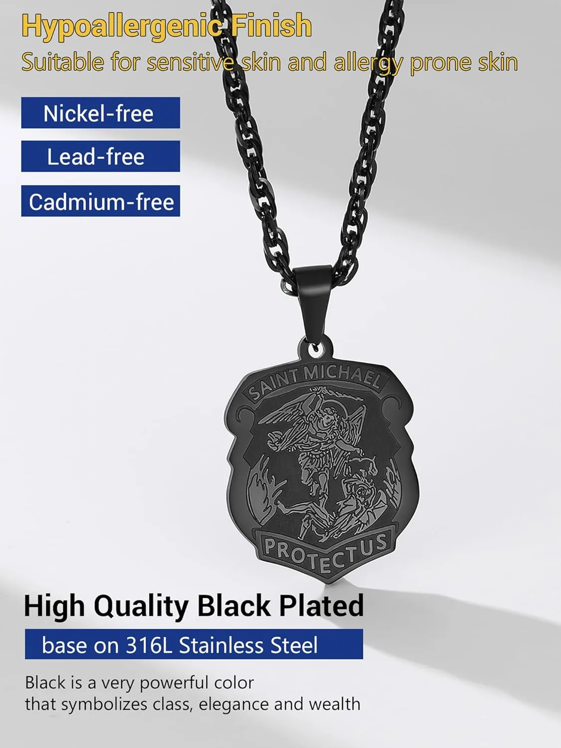 PROSTEEL Saint St Christopher/Benedict/Michael Medal Necklace for Men, 316L Stainless Steel Protection Necklace Catholic Jewelry, 22"-24" Adjustable, Come with Box