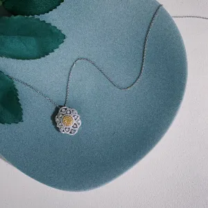 PT850 18K Yellow Gold and White Gold Yellow Diamond Pendant