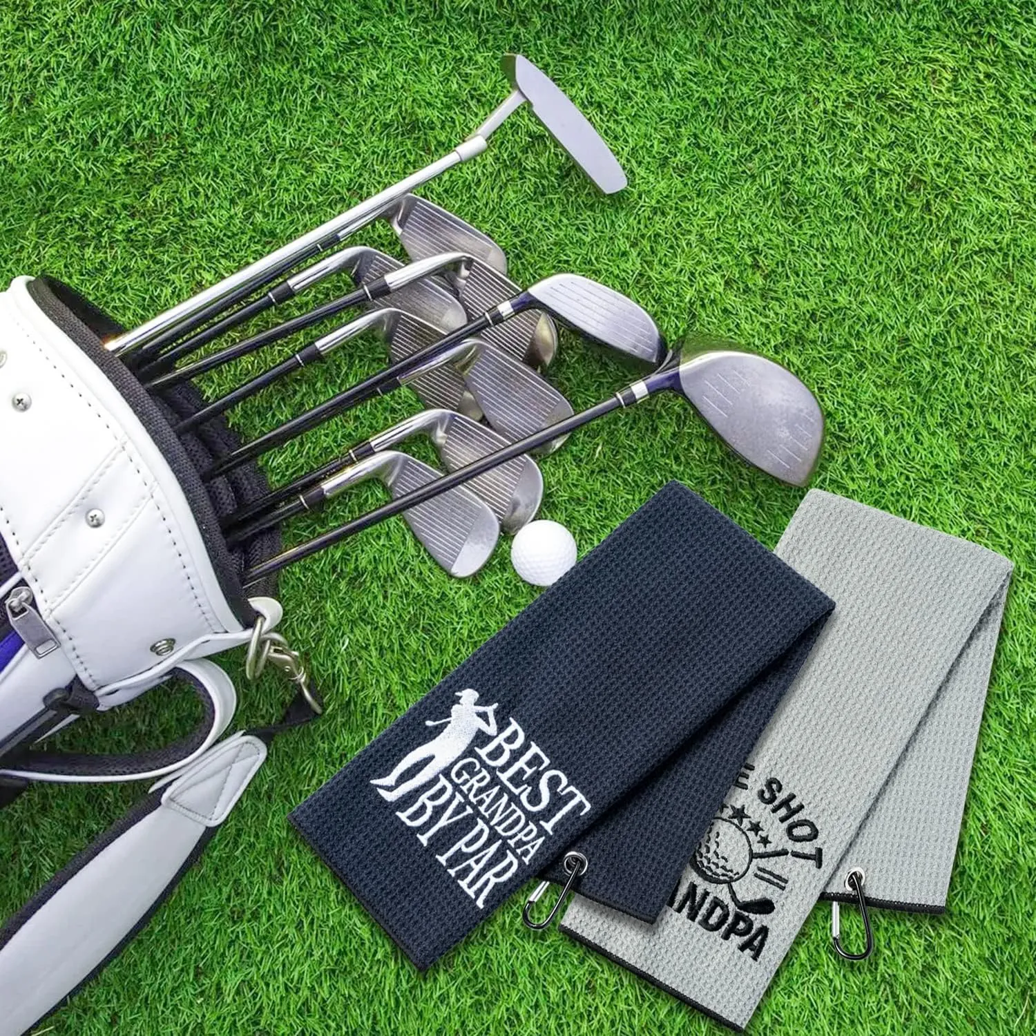 R HORSE 2Pcs Funny Golf Towel Gifts, Microfiber Embroidered Golf Towels for Bags with Clip, Sport Accessories Birthday for Men Women Golfer Fan