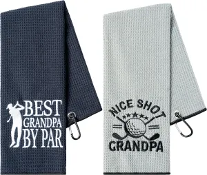 R HORSE 2Pcs Funny Golf Towel Gifts, Microfiber Embroidered Golf Towels for Bags with Clip, Sport Accessories Birthday for Men Women Golfer Fan