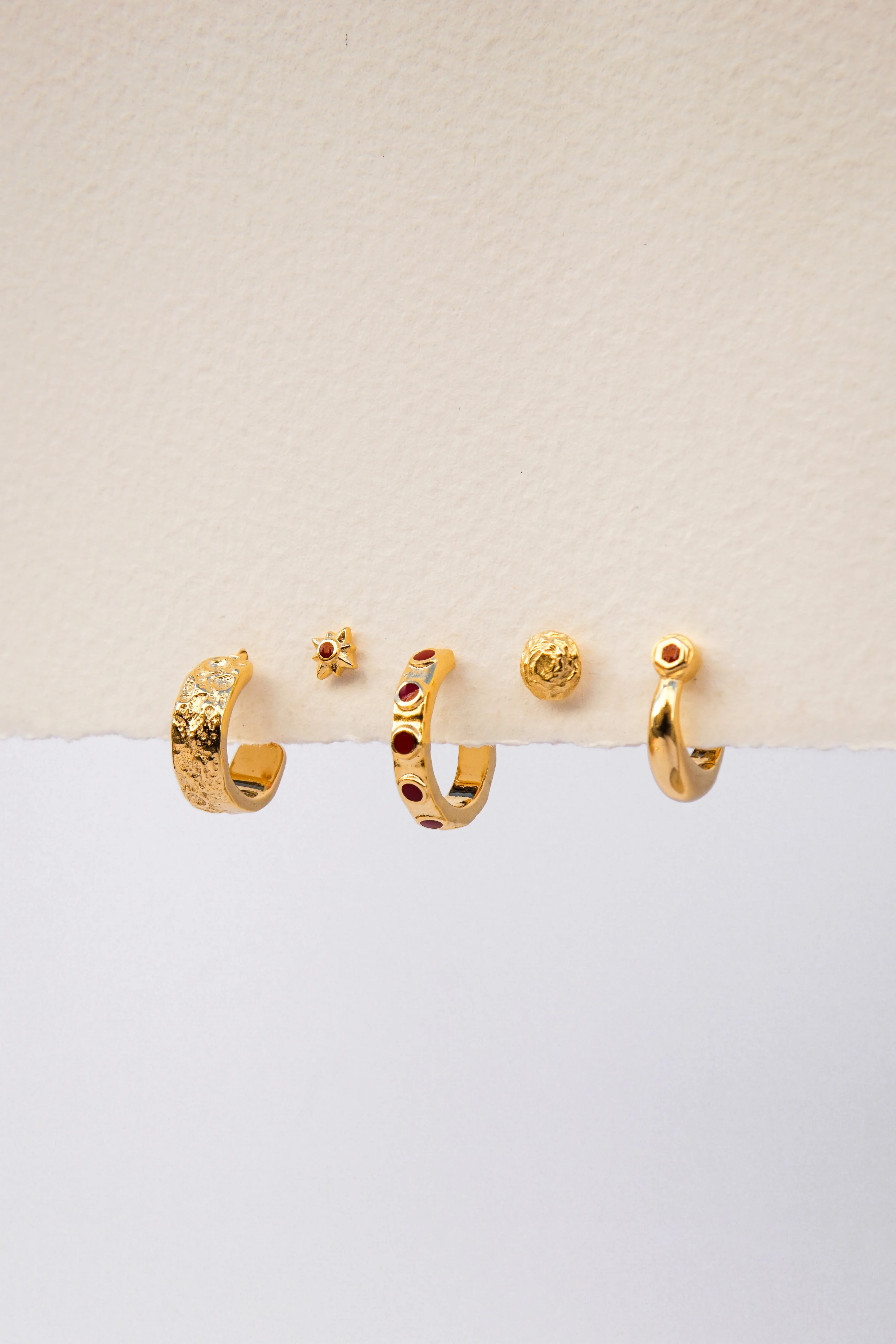 Red Detailed Hoop Gold Plated