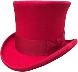 Red Wool Felt High Top Hat Costume Top Hat Lady Girl Party Hat Dress Flat Caps for Women M 57cm