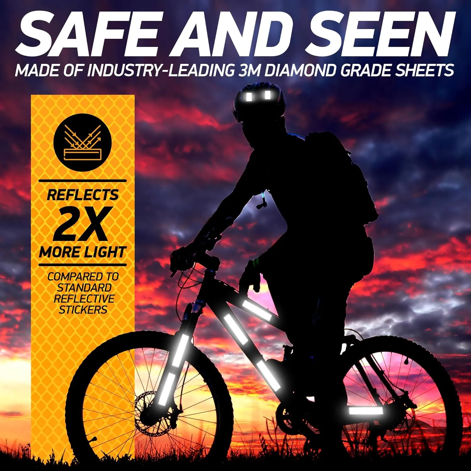 Reflective Stickers | 3M Diamond Grade | Yellow | 1.25 x 6 | 5-Pack | Reflective Safety Tape for Helmets, Cars, Mailboxes & More