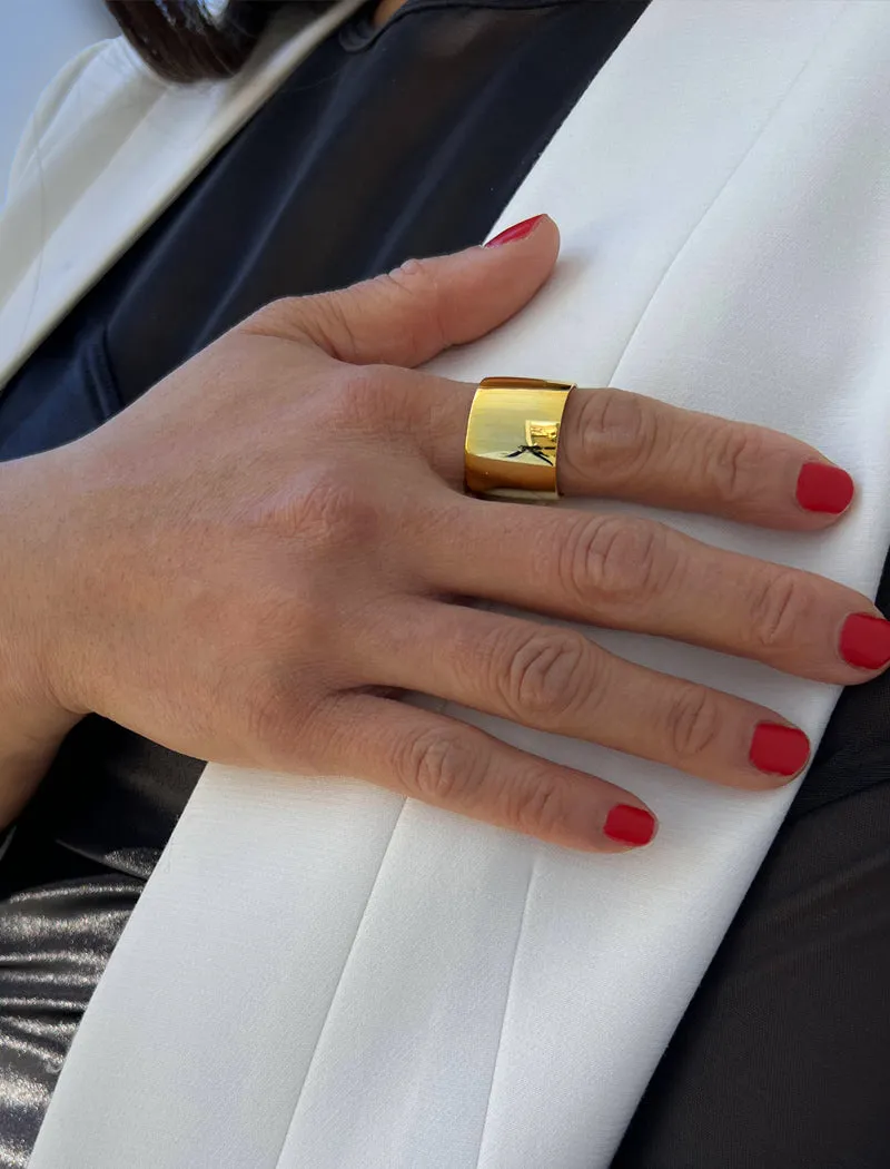 RICH Thick Cigar Band Ring | 18K Gold Over Sterling Silver