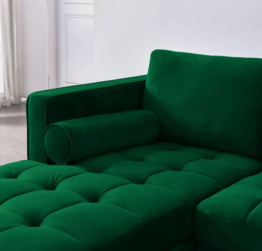 Rubeza Scott 4 Seater Left Hand Facing Chaise End Corner Sofa - Super Emerald Green