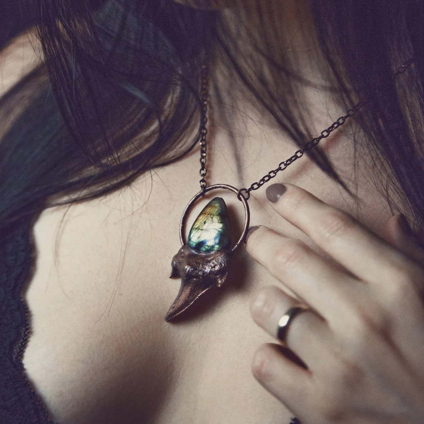 Shark Tooth Pendant Topped with Beautiful Labradorite