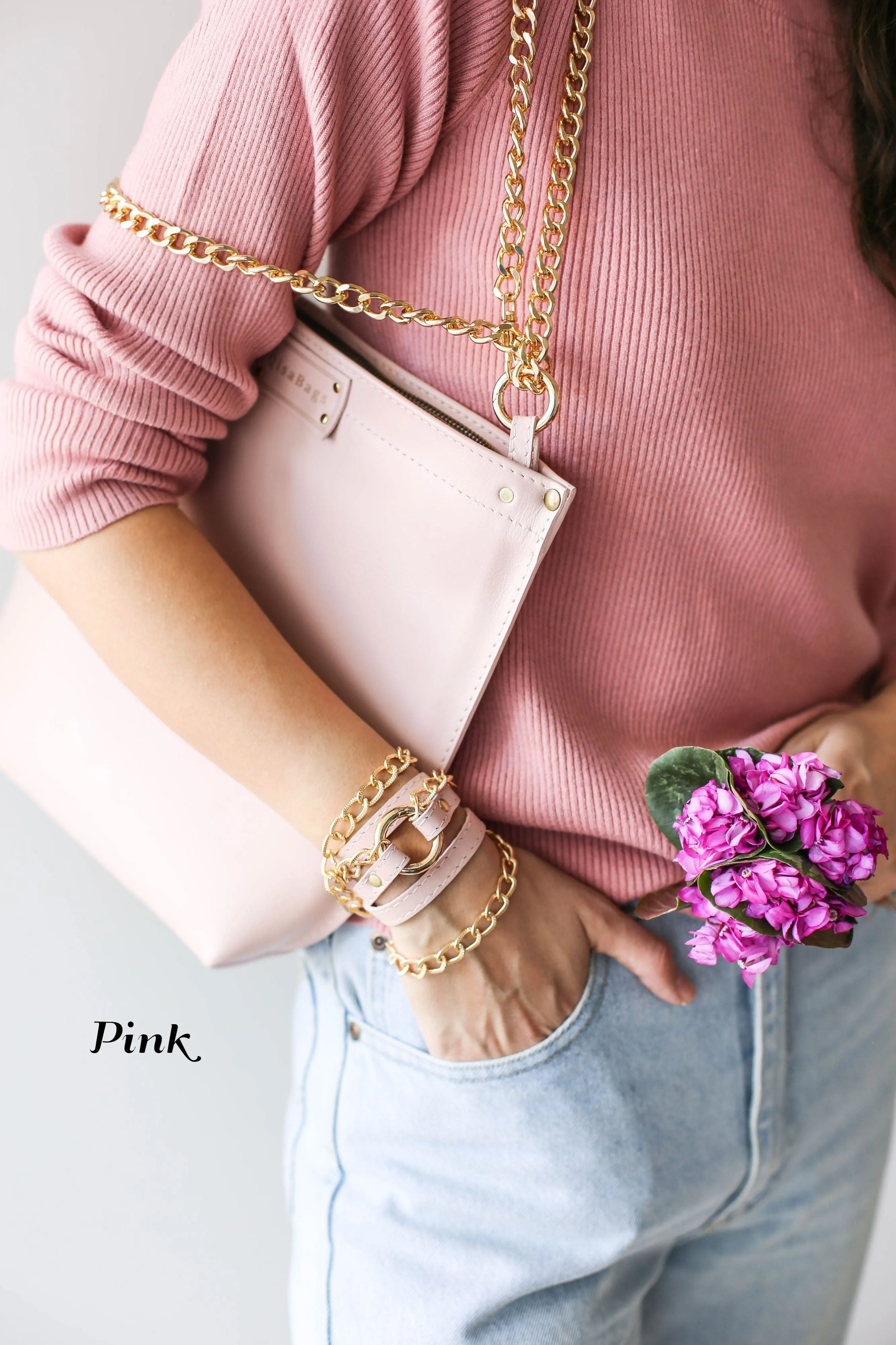 Small Ring Leather Bracelets with Chain - All colors