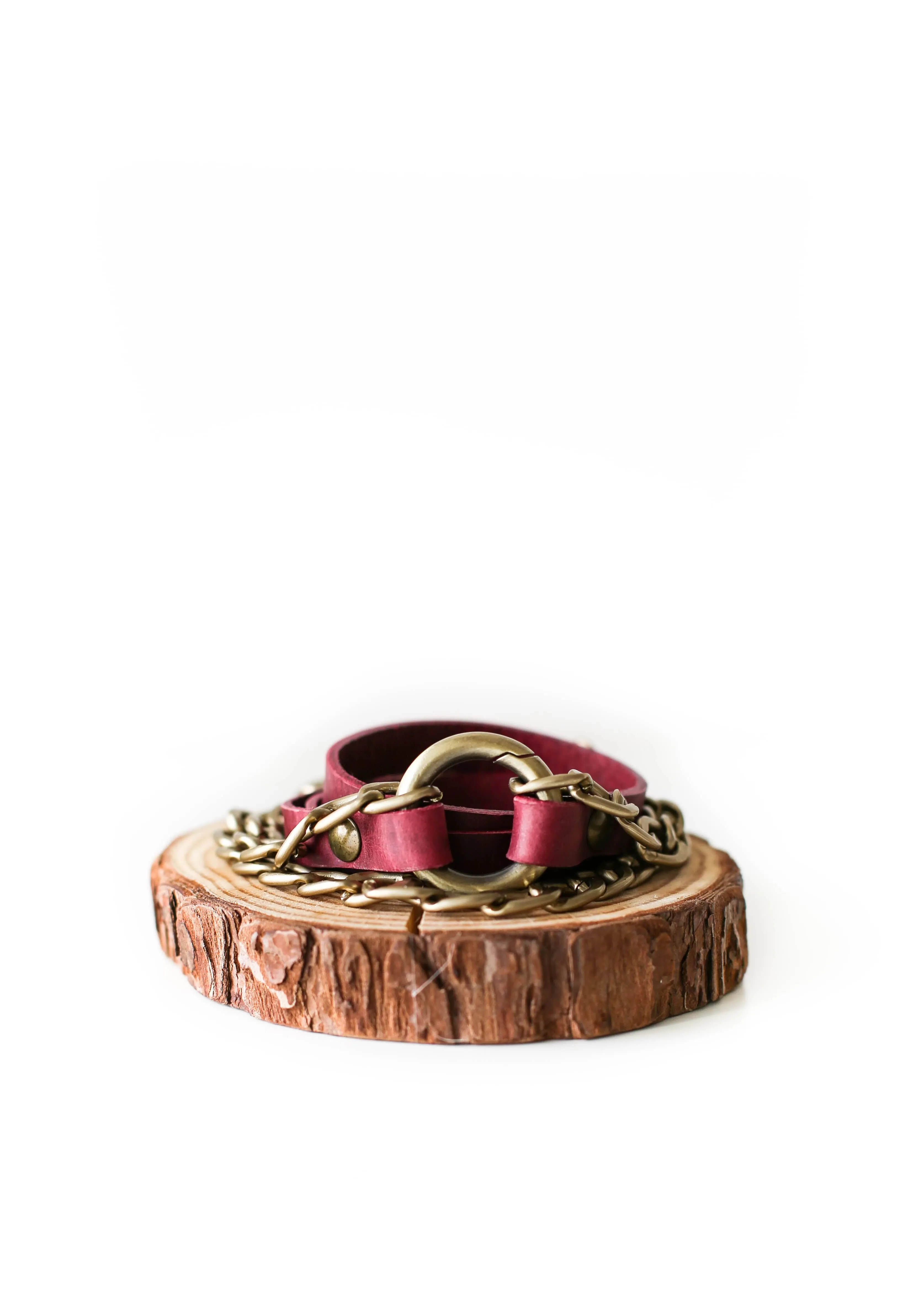 Small Ring Leather Bracelets with Chain - All colors