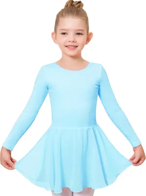 Stelle Ballet Leotards for Girls Long Sleeve Toddler Dance Leotard Outfits with Skirt Classic(Little/Big Kid)