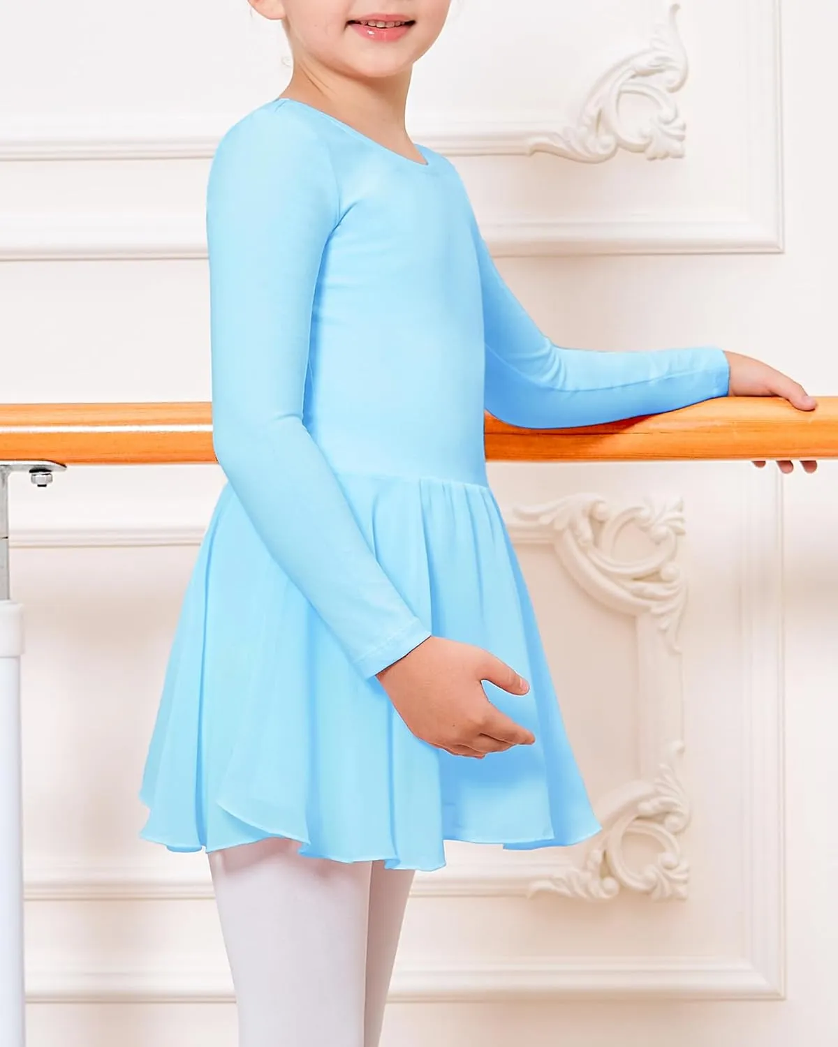Stelle Ballet Leotards for Girls Long Sleeve Toddler Dance Leotard Outfits with Skirt Classic(Little/Big Kid)