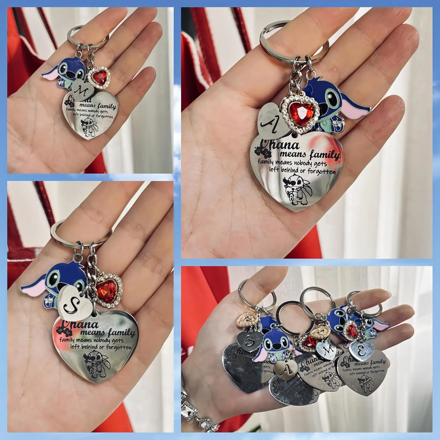 Stitch Initial Keychain-   Cute Keychian Jewelry Gifts Birthday Present Friendship Stuff