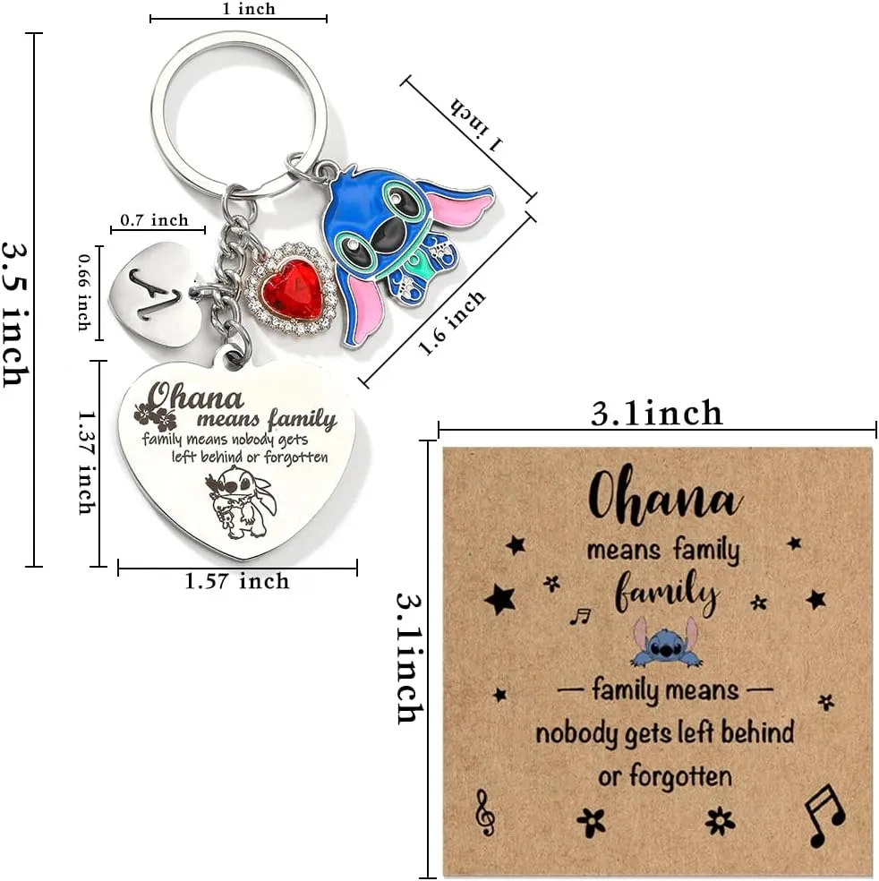 Stitch Initial Keychain-   Cute Keychian Jewelry Gifts Birthday Present Friendship Stuff