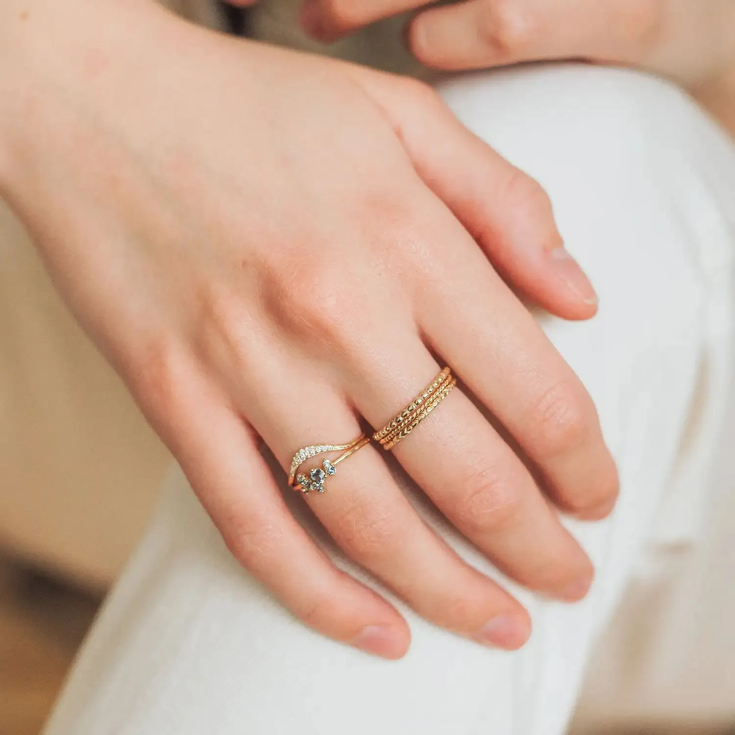 tie dye something blu ring - 14k yellow gold, blue and white sapphires
