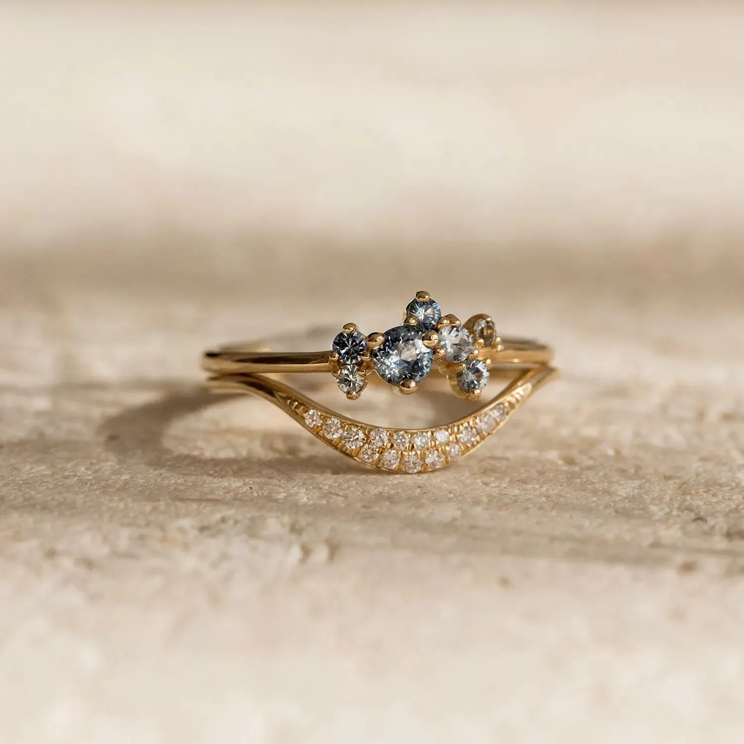 tie dye something blu ring - 14k yellow gold, blue and white sapphires