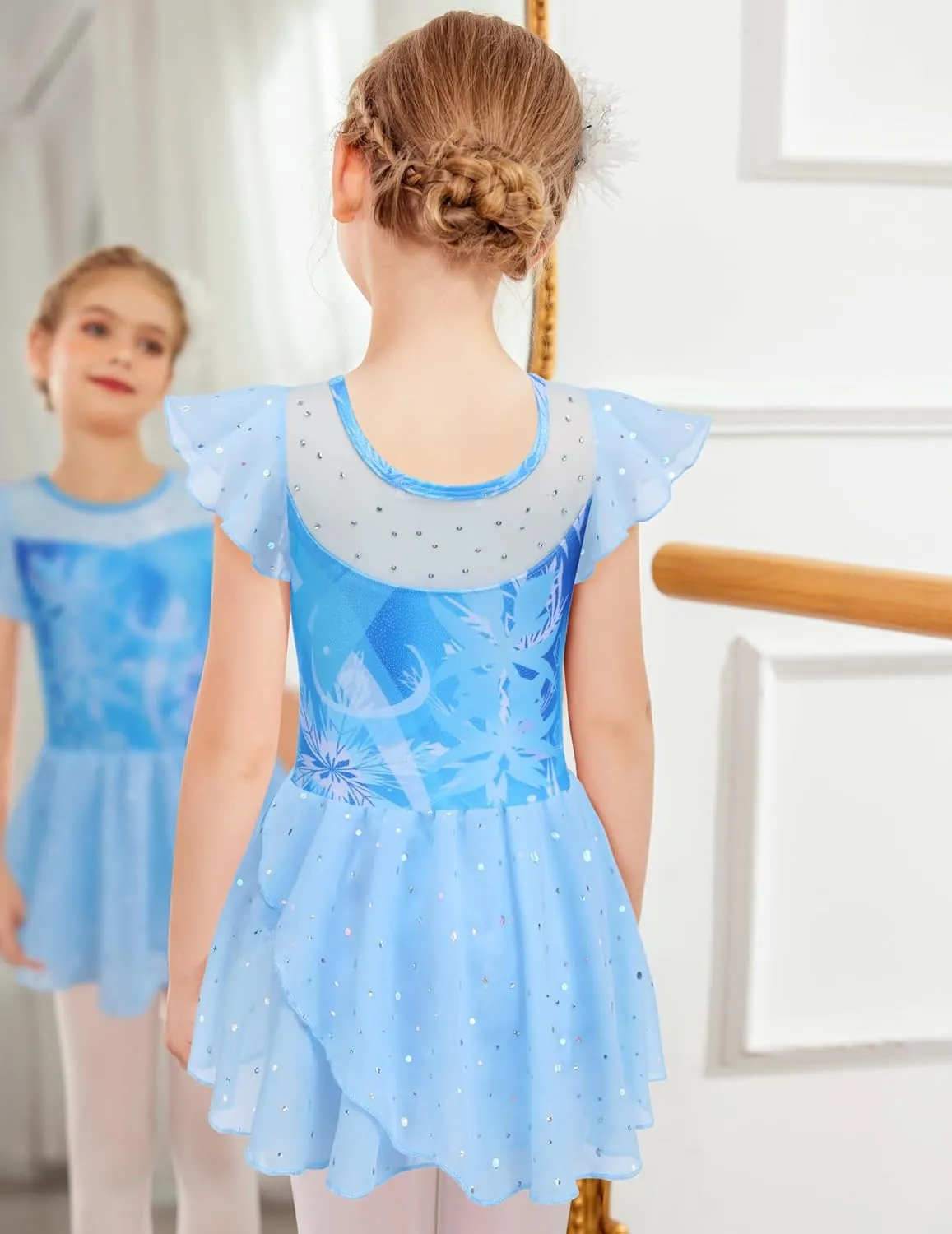 Zaclotre Girls Ballet Leotards Ruffle Sleeve Sparkle Dance Leotard Toddler Ballerina Dress Outfits